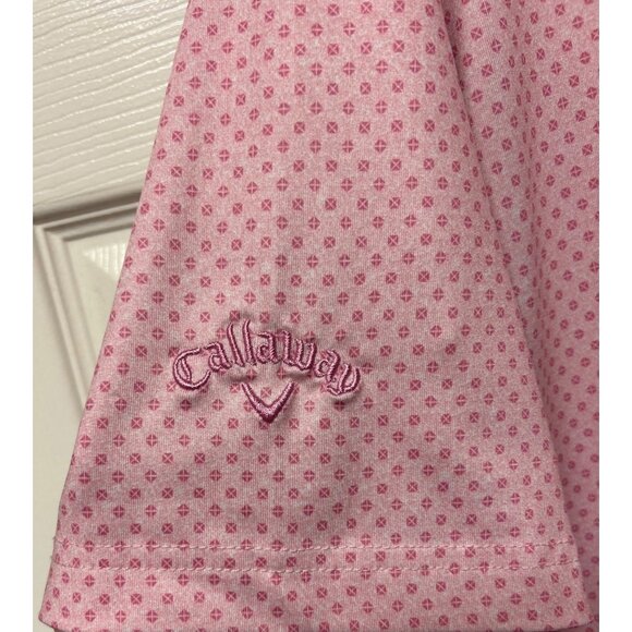 Callaway Men's Pink Opti-Dri Golf Polo Shirt Size M Geometric Print Comfortable - Picture 4 of 8